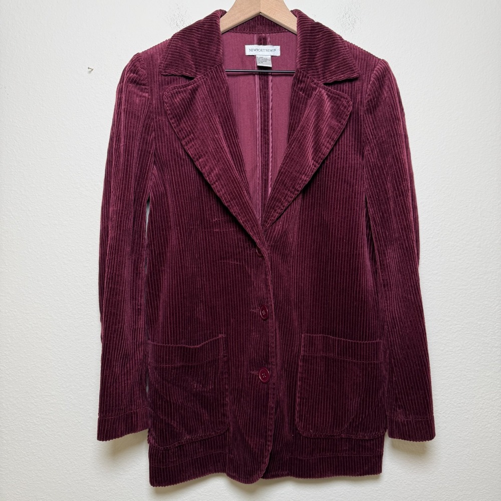 Newport‎ News Women Corduroy Shacket Blazer Jacket Small Burgundy Academia Old